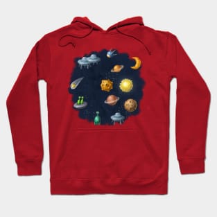 Outer space with aliens and planets. Hoodie